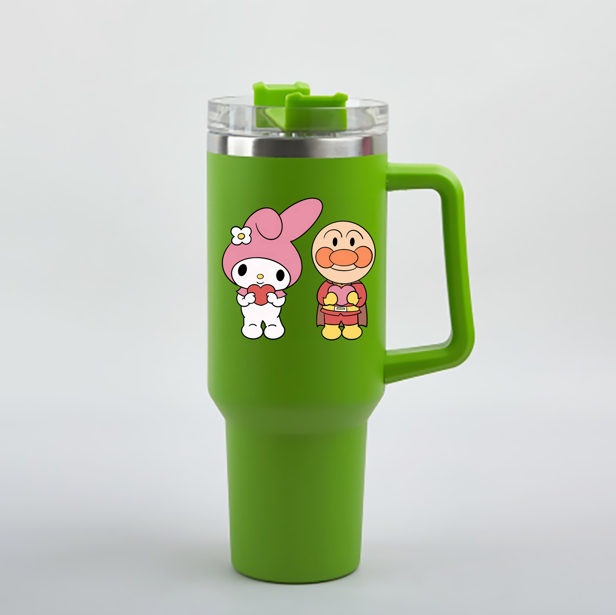 （画像用） アンパンマン Anpanman 1200mL車用タンブラー - クリスタルステッカー（プラスチックストロー付き）